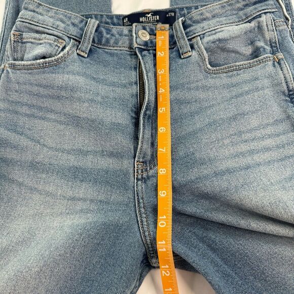 Hollister Ultra High-Rise Mom Jean Size 4 Medium Wash Raw Hem Vintage Stretch - Picture 7 of 11